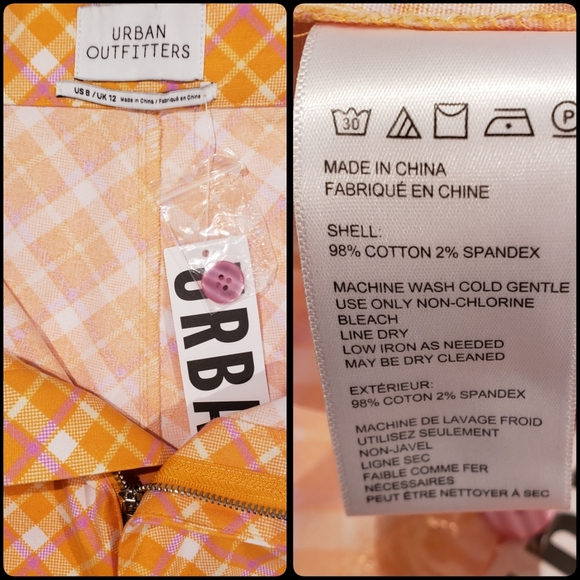 Urban Outfitters Orange Plaid Straight Leg Capri - Picture 4 of 5